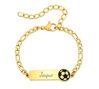 Bracelet Personnalisé Filles Enfant Bébé, Prénom Mignon Chaîne Figaro Réglable Pour Enfants, Garçon, Fille - Cadeaux De Baptême (6.Football)