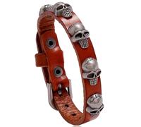 Bracelet petite tête de mort-marron KP33405