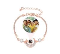 Bracelet photo personnalisé avec projection de lune et étoile - Cadeau de Noël romantique, Large, Cuivre