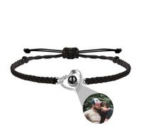 Bracelet Photo Personnalisé pour Couples Bracelet de Projection Personnalisé Bracelet de Projection Photo Personnalisé Réglable à la Main Corde Tressée Poignet Bracelet Fête des