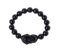 Bracelet Pi Xiu en verre d'obsidienne Feng Shui noir pour attirer la richesse et la chance