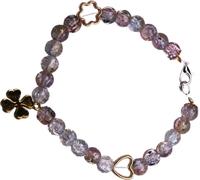 Bracelet/pied MerryDesign blanc/rose avec trèfle à quatre feuilles en or