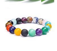 Bracelet Pierre,10Mm Perles Unisexe Couleur Mélangée Pierre Naturelle Bracelet D'Amitié Charme Bracelets De Perles Chanceux Bijoux Cadeau Extensible Bracelet Pour Hommes Femmes Fête D'Anniversai