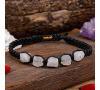 Bracelet Pierre, Bracelets De Chakra En Pierre De Lune Blanche En Pierre Brute Naturelle Bracelet D'Amitié Réglable Charm Bracelet Tressé Cadeau Porte-Bonheur Pour Les Femmes Bijoux De Fête De B