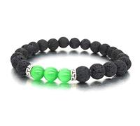 Bracelet Pierre De Lave, Chakra 3 Shining Cat'S Eye Roche Volcanique Noire Steel Bangle, Diffuseur D'Huiles Essentielles Yoga Poignet Élastique Bracelet Unisexe Festival Bijoux Cadeaux Couple Vert D