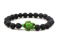 Bracelet Pierre De Lave, Diffuseur De Parfum Huile Essentielle De La Roche Volcanique Steel Bangle, Tortue Verte Yoga Étirement Brassard Élastique Réglable Bracelet Unisexe Festival Bijoux Cadeaux