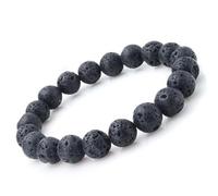 Bracelet Pierre de Lave d'indonésie perles véritable de 8 mm AA + fleur de vie et un pochon cadeau Offert. Un véritable bijoux naturelle - idée cadeau de noel originale lithotherapie