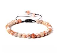 Bracelet Pierre Naturelle, Bracelets En Perles De Cristal De Pierres Précieuses Naturelles Bracelet De Méditation En Jaspe Picasso Rouge Bracelet De Yoga Reiki Bracelet Tressé Réglable Pour Femm