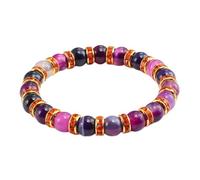 Bracelet Pierre Naturelle Femme, Naturel Violet Agate Pierre Perceuse Orange Bracelet Yoga Chakra Cristal Bracelet Perlé Stretch Lucky Stone Perle Bracelet pour Femmes Hommes