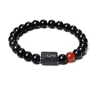 Bracelet Pierre Naturelle Homme, 7 Chakra Pierre Naturelle Perle Noire Agate Bracelet Élastique Sagittaire Constellation Bracelet Bijoux De Mode Pour Hommes Femmes Cadeau De Couple De Noël
