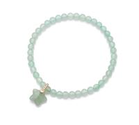 Bracelet Pierre Naturelle Homme, Bracelet Extensible De Luxe Léger En Cristal De Pierre Précieuse Naturelle De 4 Mm, Pendentif Étoile À Cinq Branches En Relief, Idéal Pour Le Reiki Et Le Yoga.