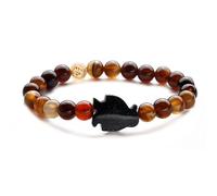 Bracelet Pierre Naturelle Homme, Bracelet Extensible En Perles De Cristal Et Pierre Précieuse Naturelle, Motif Pingouin Bleu Sable, Inspiré Du Reiki Et Du Yoga. Bijou Énergétique Pour Femmes E