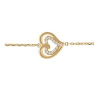 Bracelet plaqué or double coeur oxydes blancs 15.5+2.5cm + écrin (offert)