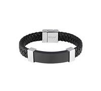 Bijou GENERIQUE Bracelet plat Zippo de cuir tressé et inox noir et argent
