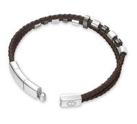 Bracelet - POLICE - Freeway - Acier inoxydable - Cuir marron - Largeur large