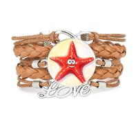Bracelet Porte-Bonheur,Amour,Étoile De Mer,Diffraction,Ajustable,Cuir Tres | Multistrat,Punk,Bracelet,Fait main,Offre,Bangle,Accessoire,Amie,Amoureux,Ethnique,Amitié,Anniversaire,Noël,Musique,Art
