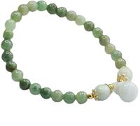 Bracelet Porte-Bonheur, Bracelet Feng Shui Amulette Jadeite Pendentif WU Lou/Gourde Porte-Bonheur Pierres Précieuses for Femmes Hommes Bijoux Vintage Talisman Porte Chance Prospérité