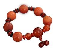 Bracelet Porte-Bonheur, Bracelet Feng Shui Richesse Agate Rouge Prière Bouddhiste Cornaline Quartz Femmes Hommes Prospérité Pagode Perle Charme Argent Chance Positivité