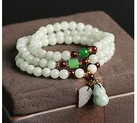 Bracelet Porte-Bonheur, Bracelet Feng Shui WU Lou/Hulu Amulette Jade Fei Cui Cireux Multi-Pierres Précieuses Feuille Calebasse Porte-Bonheur Chakra Talisman Cristal for la Richesse Bonne Chance