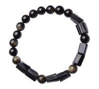 Bracelet Porte-Bonheur, Bracelet Tourmaline Noire, Bracelet Feng Shui, de Richesse, en Obsidienne dorée, Cristal Multi-gemmes, Quartz Spirituel, 8 mm, for Hommes et Femmes, positivité succès