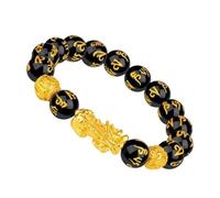 Bracelet porte-bonheur en obsidienne noire | Accessoire de recherche de bijoux réglable, breloque de carrière et de prospérité, breloque de poignet flexible pour célébrations, école, maison et