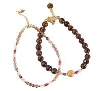 Bracelet Porte-Bonheur, Feng Shui Wealth Bracelet Multi-Gem Citrine Tourmaline Diamond-Cut Crystal Beads Chakra Gemstones Meditation Vacation Jewelry Prosperity Luck Money(Set of 2)