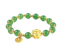 Bracelet Porte-Bonheur Mouton, Bijou de Poignet Élastique en Perles | Perles imitation agate avec breloque agneau doré, conçu comme cadeau pour le Nouvel An chinois