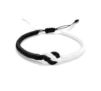 Bracelet porte-bonheur tibétain fait à la main avec amulette tissée rouge, noire et blanche - Bracelet de protection pour femme et homme - Amitié - Couples - Famille - Anniversaire - Fête des mères