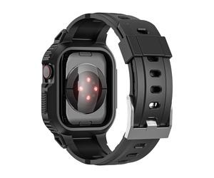 Bracelet pour Apple Watch 41mm / 40mm / 38mm Silicone avec Coque Antichoc Noir