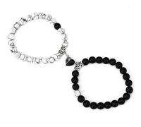 Bracelet pour Couple Aimant Coeur 2pcs - Perles et Pierres Magnétiques - Bracelet Couple Amoureux Élastique