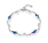Bracelet pour femme avec zircone bicolore - Nuit d'été - Vagues de rivière - Bracelet avec pierre taille ronde - Bracelet à paillettes en argent sterling - Réglable - Pour femme et fille, Eine Grösse