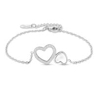 Bracelet Pour Femme en Acier Inoxydable Doré à l'Or Fin ou argent Serti de Strass Très Bonne Qualité, idée Cadeaux Noël Femme Anniversaire Fête des Mères Cadeau Maman (Ila [argenté])