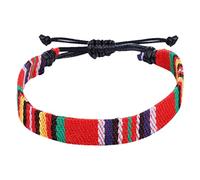 Bracelet pour femme en corde tressée bohème réglable bohème surfeur pour homme et femme Corde fine faite à la main Bracelet coloré pour filles, taille unique, Tissu