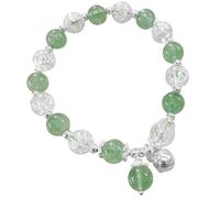 Bracelet pour femme en cristal de fraise vert fait à la main extensible avec breloque cloche en argent 925, 7,1