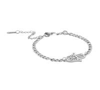 Bracelet pour femme et homme - Main de Fatma - Argent - Protection contre le mauvais œil - Bracelet à maillons délicats - Bracelet à breloques spirituelles - Cadeau spirituel - Acier inoxydable - Sans