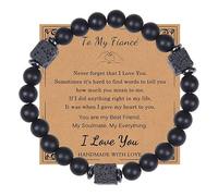 Bracelet pour femme « To My Dad Uncle Grandpa Fiancé » - Bracelet en pierre de lave noire avec carte pour homme et adolescent - Bracelets d'amitié pour femmes, taille unique, Pierre