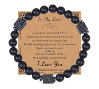Bracelet pour femme « To My Dad Uncle Grandpa Fiancé » - Bracelet en pierre de lave noire avec carte pour homme et adolescent - Bracelets d'amitié pour femmes, taille unique, Pierre