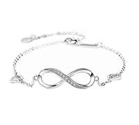 Bracelet pour femmes 925 argent sterling infini sans fin amour symbole charme bracelet réglable cadeau de jour de Noël, bracelet de cheville réglable cadeau de fille