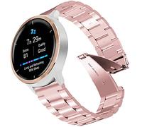 Bracelet pour Garmin Venu 2S, 18mm Bande Acier Inoxydable Bracelet pour Vivoactive 4S/ C2/Fossil Femme Gen 6/Fossil Femme Gen 5E/Fossil Femme Q Venture HR Gen 4/Gen 3/Withings Steel HR 36mm