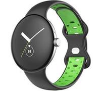 Bracelet pour Google Pixel Watch Silicone Bicolore Souple Noir et Vert Fluo