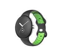 Bracelet pour Google Pixel Watch Silicone Bicolore Souple Avizar Noir et Vert Fluo G