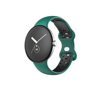Bracelet pour Google Pixel Watch Silicone Bicolore Souple Avizar Noir et Vert Foncé G