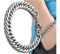 Bracelet pour homme, acier chirurgical, argent, coquillage massif