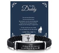Bracelet pour homme,Cadeau pour fils,Bracelet en cuir tressé avec citation inspirante gravée en acier inoxydable,Cadeau pour la fête des pères, un anniversaire, une remise de diplôme, Métal Cuir