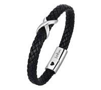Bracelet pour homme - Cadeau pour mère et fils - Bracelet en cuir pour homme avec signe infini pour mon fils avec inscription en allemand « Mama Papa, 18e anniversaire garçon » - Cadeau d'anniversaire