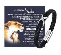 Bracelet pour homme - Cadeau pour mère et fils - Bracelet en cuir pour homme avec signe infini pour mon fils avec inscription en allemand « Mama Papa, 18e anniversaire garçon » - Cadeau d'anniversaire