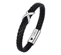 Bracelet pour homme - Cadeau pour mère et fils - Bracelet en cuir pour homme avec signe infini pour mon fils avec inscription en allemand « Mama Papa, 18e anniversaire garçon » - Cadeau d'anniversaire