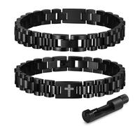 Bracelet pour homme en acier inoxydable avec croix - Jésus-Christ Crucifix - Réglable avec fermoir à bascule - Cadeau pour fils, papa, mari, frère, confirmation, Eine Grösse, Acier inoxydable, No