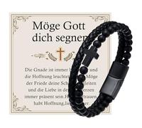 Bracelet pour homme en acier inoxydable avec croix - Jésus-Christ Crucifix - Réglable avec fermoir à bascule - Cadeau pour fils, papa, mari, frère, confirmation, Eine Grösse, Acier inoxydable, No