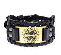 Bracelet pour homme en cuir véritable avec symbole de flamme Totem et symbole de flamme, Cuir Acier inoxydable Métal